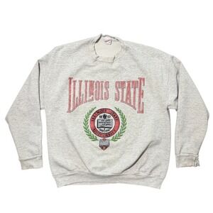 Vintage 90s Illinois State University USA Crest Scholar Varsity Crewneck Sweater